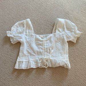 White Eyelet Top w Front Tie